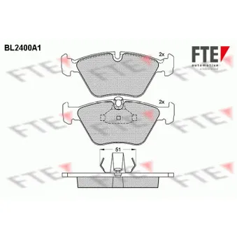 Jeu de 4 plaquettes de frein avant FTE BL2400A1