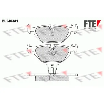 Jeu de 4 plaquettes de frein arrière FTE BL2403A1
