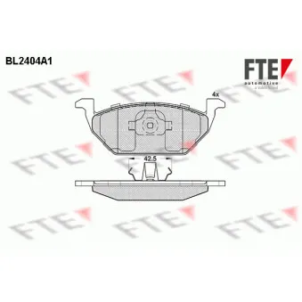 Jeu de 4 plaquettes de frein avant FTE BL2404A1