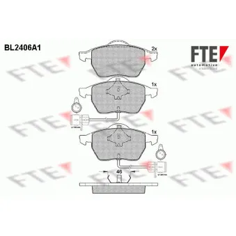 Jeu de 4 plaquettes de frein avant FTE BL2406A1