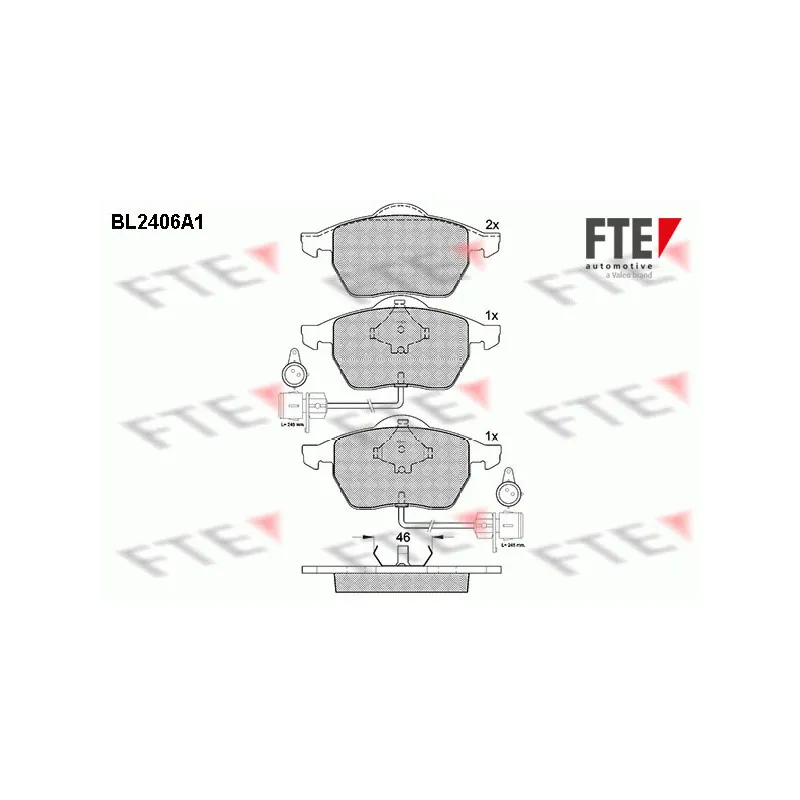 Jeu de 4 plaquettes de frein avant FTE BL2406A1