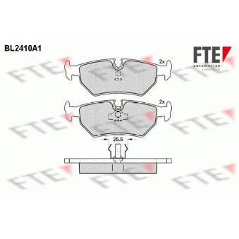 Jeu de 4 plaquettes de frein arrière FTE BL2410A1