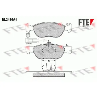 Jeu de 4 plaquettes de frein avant FTE BL2416A1