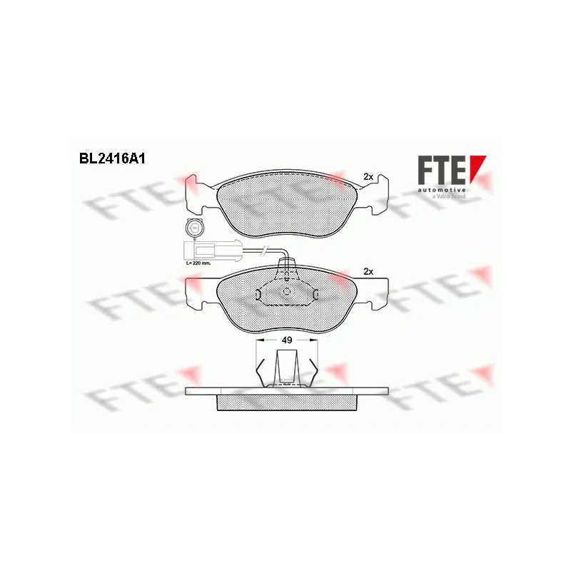 Jeu de 4 plaquettes de frein avant FTE BL2416A1