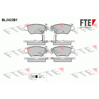 Jeu de 4 plaquettes de frein arrière FTE BL2422B1