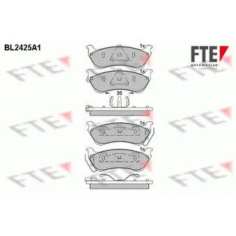Jeu de 4 plaquettes de frein arrière FTE BL2425A1