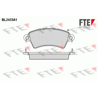 Jeu de 4 plaquettes de frein avant FTE BL2433A1