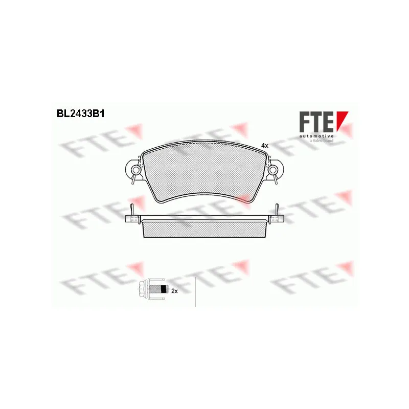 Jeu de 4 plaquettes de frein avant FTE BL2433B1