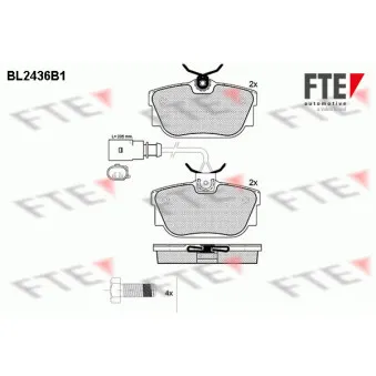 Jeu de 4 plaquettes de frein arrière FTE BL2436B1