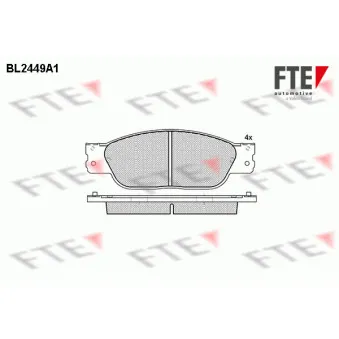 Jeu de 4 plaquettes de frein avant FTE BL2449A1
