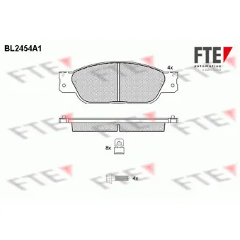 Jeu de 4 plaquettes de frein avant FTE BL2454A1