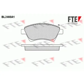 Jeu de 4 plaquettes de frein avant FTE BL2460A1