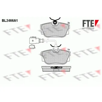 Jeu de 4 plaquettes de frein arrière FTE BL2466A1