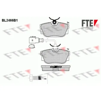 Jeu de 4 plaquettes de frein arrière FTE BL2466B1