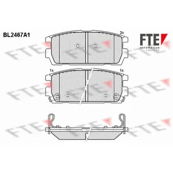 Jeu de 4 plaquettes de frein arrière FTE BL2467A1