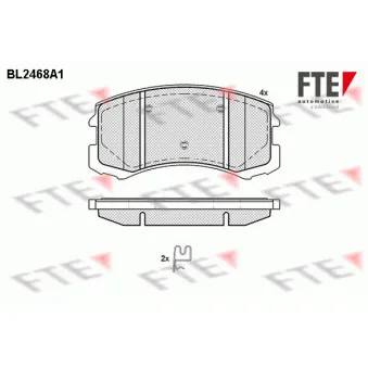 Jeu de 4 plaquettes de frein avant FTE BL2468A1