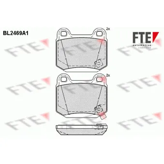 Jeu de 4 plaquettes de frein arrière FTE BL2469A1