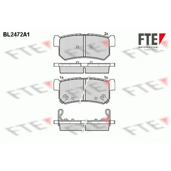 Jeu de 4 plaquettes de frein arrière FTE BL2472A1