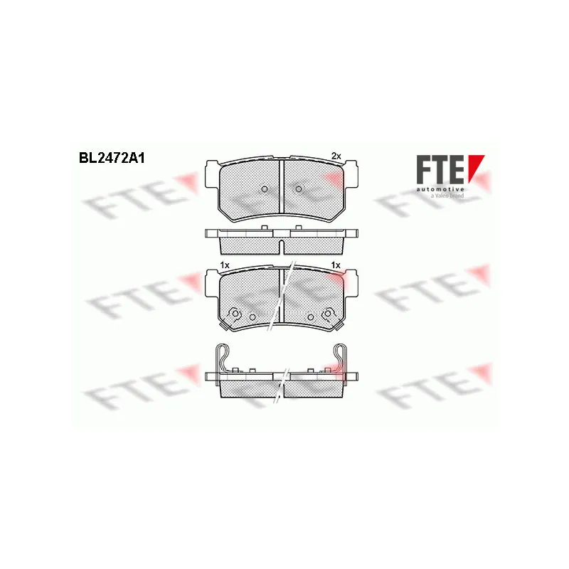 Jeu de 4 plaquettes de frein arrière FTE BL2472A1