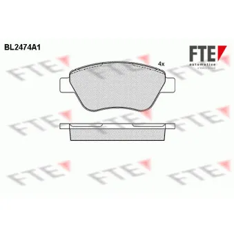 Jeu de 4 plaquettes de frein avant FTE BL2474A1
