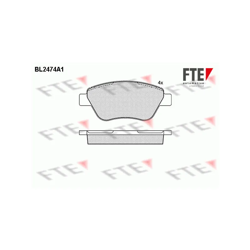 Jeu de 4 plaquettes de frein avant FTE BL2474A1