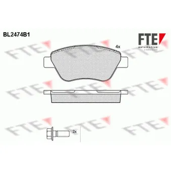 Jeu de 4 plaquettes de frein avant FTE BL2474B1