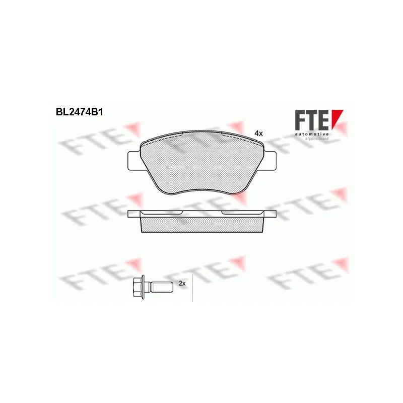 Jeu de 4 plaquettes de frein avant FTE BL2474B1