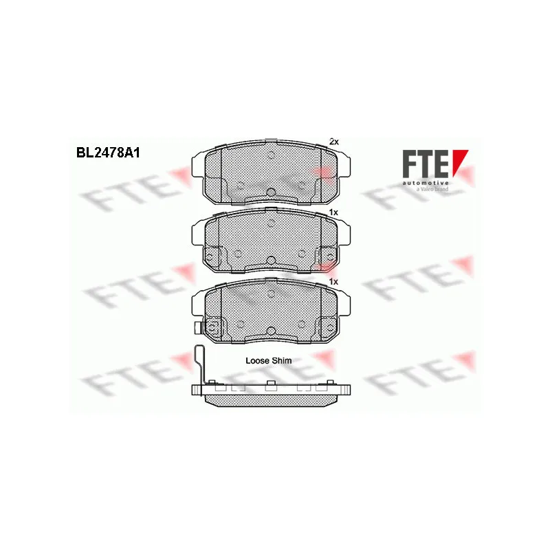 Jeu de 4 plaquettes de frein arrière FTE BL2478A1