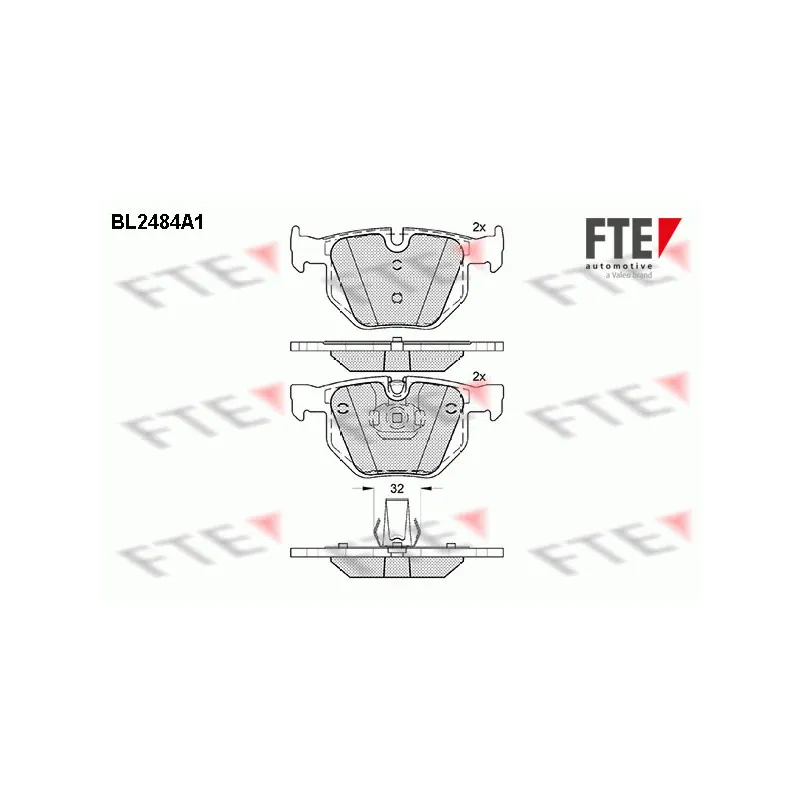 Jeu de 4 plaquettes de frein arrière FTE BL2484A1