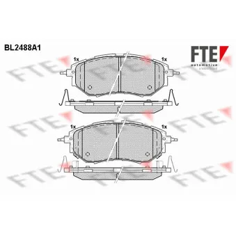 Jeu de 4 plaquettes de frein avant FTE BL2488A1