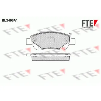 Jeu de 4 plaquettes de frein avant FTE BL2490A1