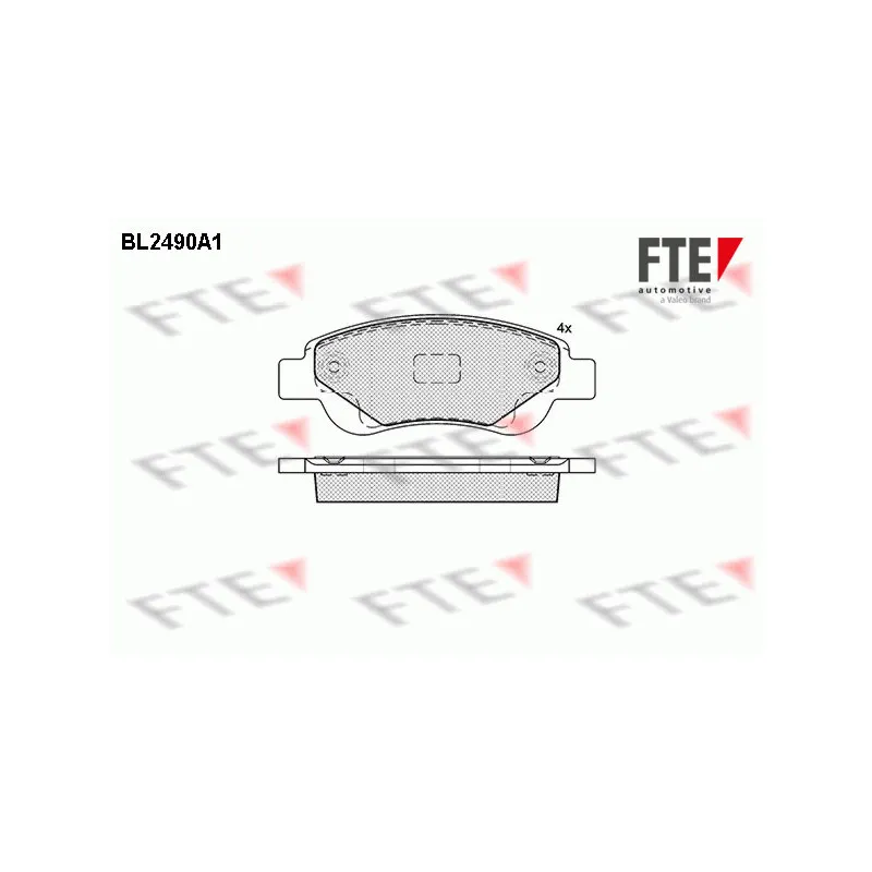 Jeu de 4 plaquettes de frein avant FTE BL2490A1
