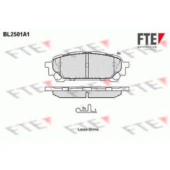 Jeu de 4 plaquettes de frein arrière FTE BL2501A1