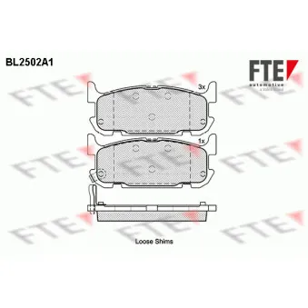 Jeu de 4 plaquettes de frein arrière FTE BL2502A1
