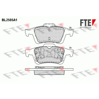 Jeu de 4 plaquettes de frein arrière FTE BL2505A1
