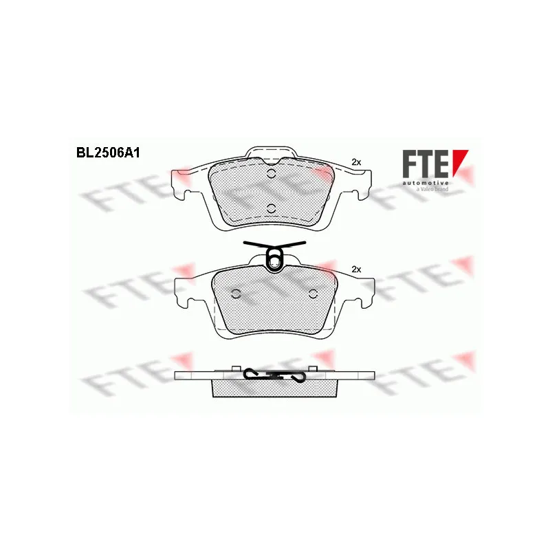 Jeu de 4 plaquettes de frein arrière FTE BL2506A1