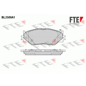 Jeu de 4 plaquettes de frein avant FTE BL2509A1
