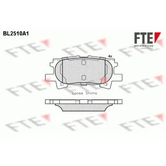Jeu de 4 plaquettes de frein arrière FTE BL2510A1
