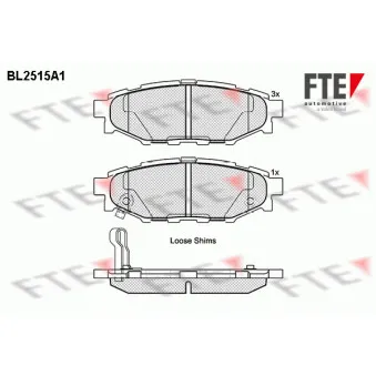 Jeu de 4 plaquettes de frein arrière FTE BL2515A1