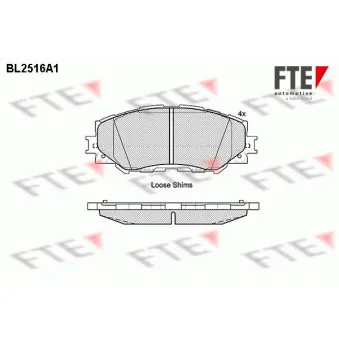 Jeu de 4 plaquettes de frein avant FTE BL2516A1