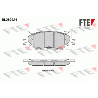 Jeu de 4 plaquettes de frein avant FTE BL2520A1