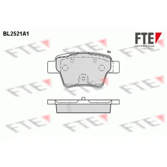 Jeu de 4 plaquettes de frein arrière FTE BL2521A1