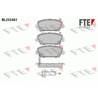 Jeu de 4 plaquettes de frein avant FTE BL2524A1