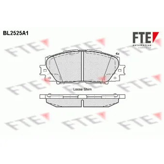 Jeu de 4 plaquettes de frein avant FTE BL2525A1