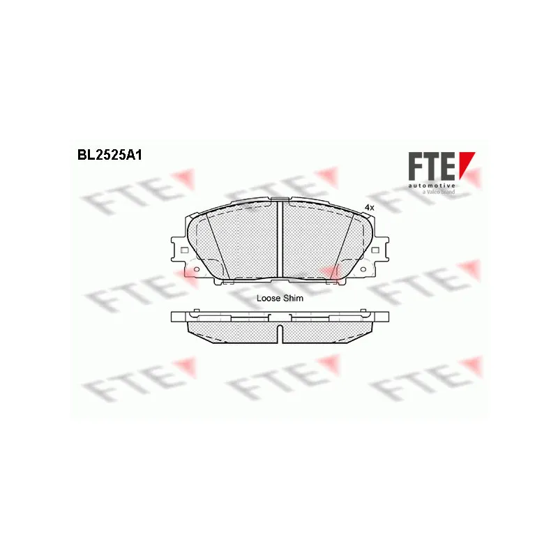 Jeu de 4 plaquettes de frein avant FTE BL2525A1