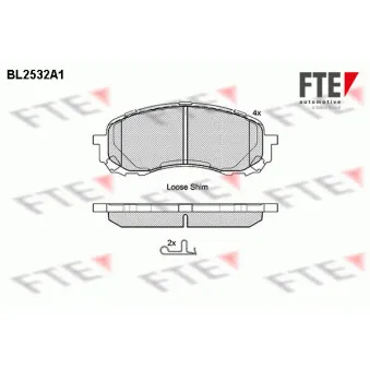 Jeu de 4 plaquettes de frein avant FTE BL2532A1