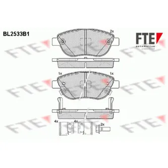 Jeu de 4 plaquettes de frein avant FTE BL2533B1