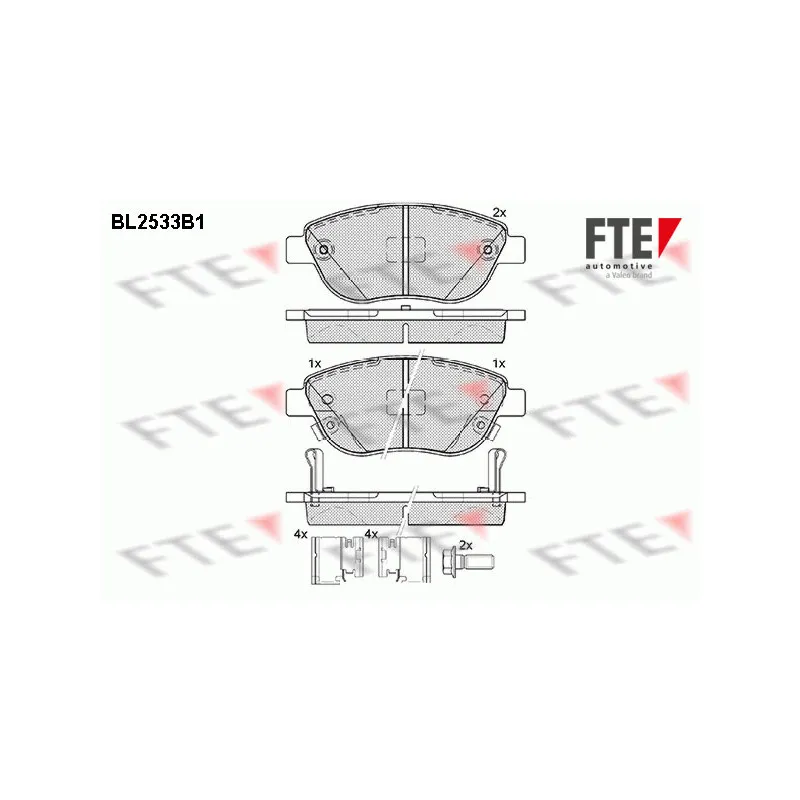 Jeu de 4 plaquettes de frein avant FTE BL2533B1