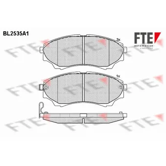 Jeu de 4 plaquettes de frein avant FTE BL2535A1