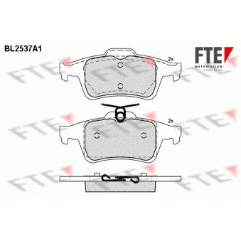 Jeu de 4 plaquettes de frein arrière FTE BL2537A1